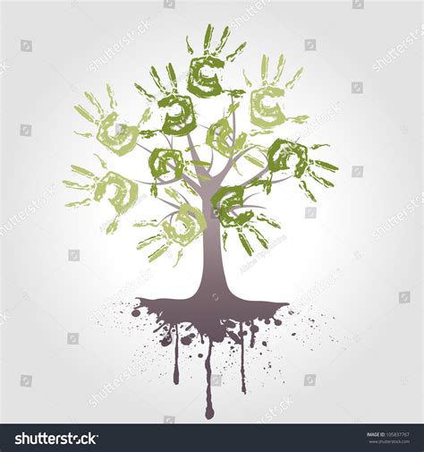 Hand Tree Root Vector Background Stock Vector Royalty Free 105837767