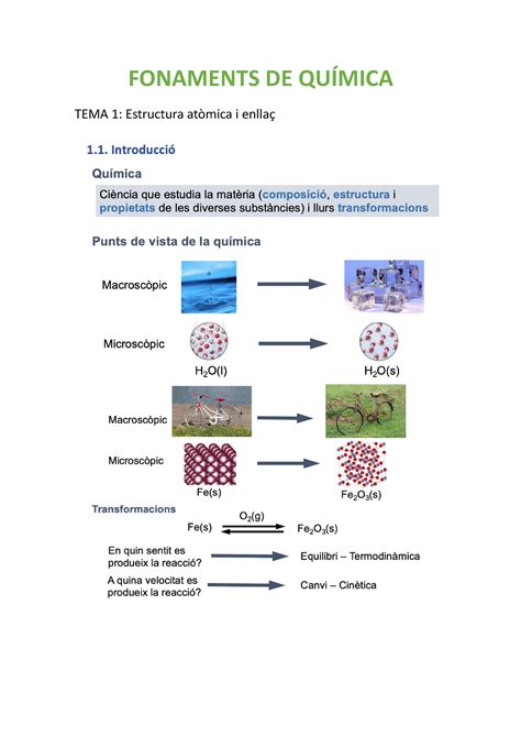 TEMA 1 Estructura ATÒMICA FONAMENTS DE QUÍMICA TEMA 1 Estructura