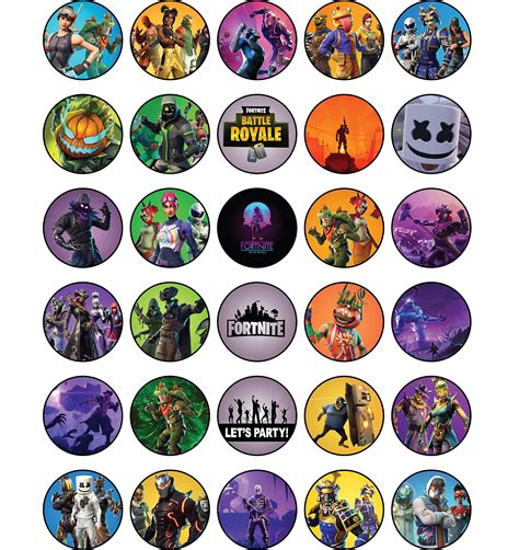 Buy 30 X Edible Cupcake Toppers Fortnite Themed Collection Of Edible Cake Decorations Uncut