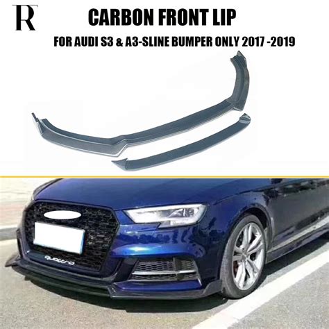 S3 Carbon Fiber Front Bumper Lip Chin Spoiler For Audi A3 Sline S3