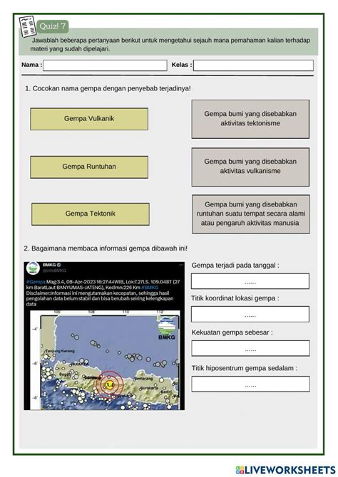 Quiz 5 7 Tenaga Endogen Tektonik Vulkanik Dan Seisme Worksheet