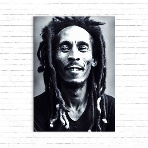 Bob Marley Portrait B&W Illustration Poster Print Music Icon - Etsy