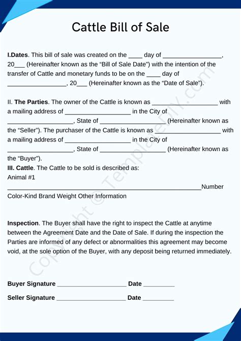 A Cattle Bill Of Sale Form Is Used By Any Person To Purchase Cattle It