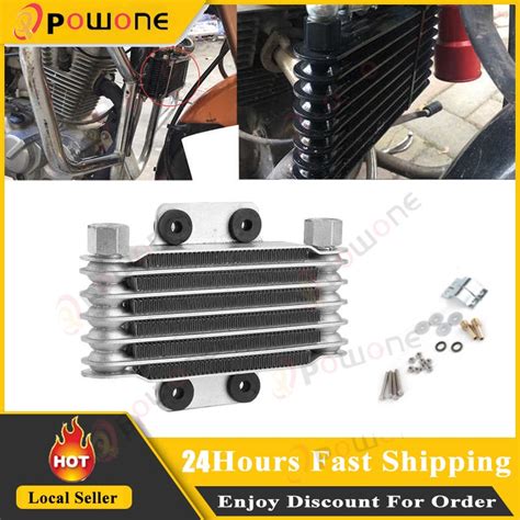 Row Universal Motorcycle Engine Oil Cooler Cooling Radiator For