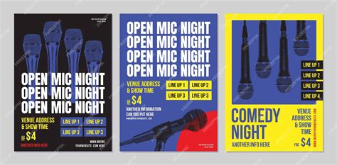 Premium Vector Modern Poster Card Of Stand Up Comedy Show Shiny Microphone Open Mic Night