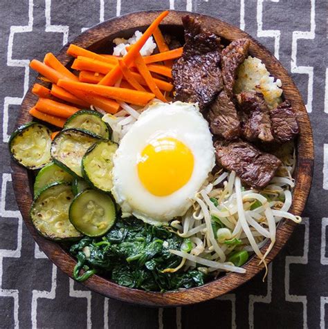 Bibimbap Korean Rice Bowl Of Beef Vegetables And Spicy Sauce Recipe