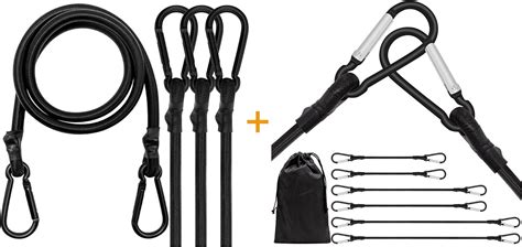 Bungee Cords With Carabiner 6 Pack Long Heavy Duty Carabiner Bungee