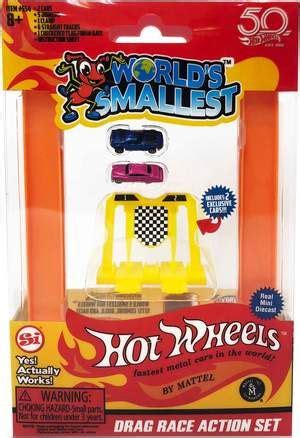 Worlds Smallest Hot Wheels Mini World Drag Race Set Knick Knack Toy Shack Small World Hot