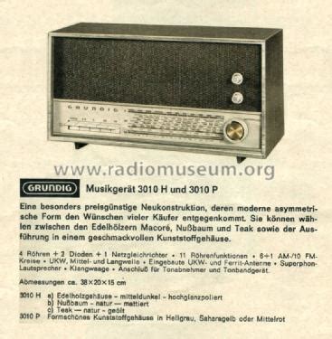 Musikgerät 3010H poliert Radio Grundig Radio Vertrieb RVF Radiomuseum org