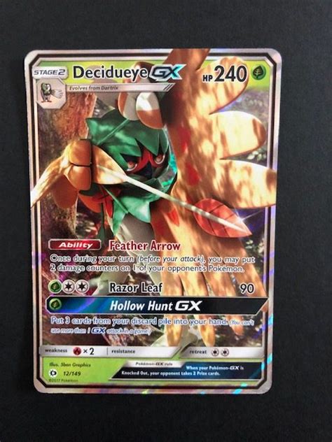 Decidueye Gx 12 149 Rare Sun And Moon Edge Collectables