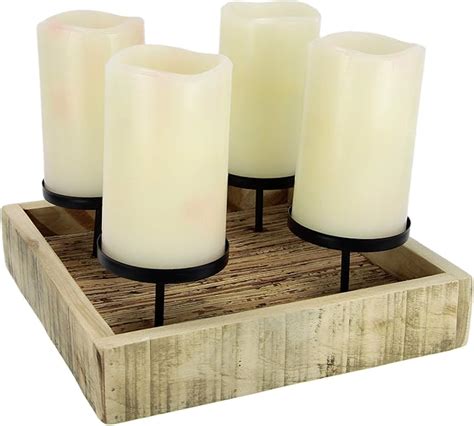 Amazon De Advents Kerzenhalter Aus Holz Adventskranz Advents Tablett