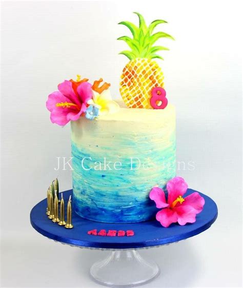 Tropical Pineapple Birthday Cake Pineapple Birthday Hawaiian Birthday