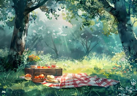 Download Ai Generated Forest Picnic Royalty Free Stock Illustration