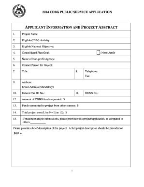 Fillable Online Lehighcounty 2014 CDBG PUBLIC SERVICE APPLICATION Fax