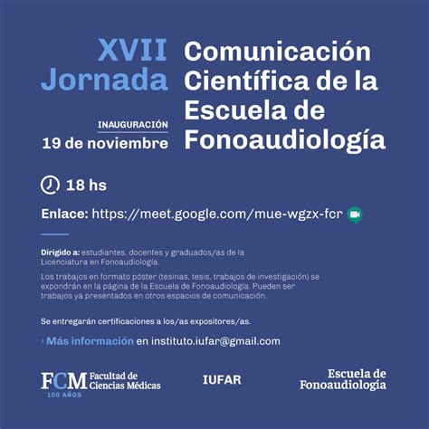 Xvii Jornada De Comunicaci N Cient Fica De La Escuela De Fonoaudiolog A