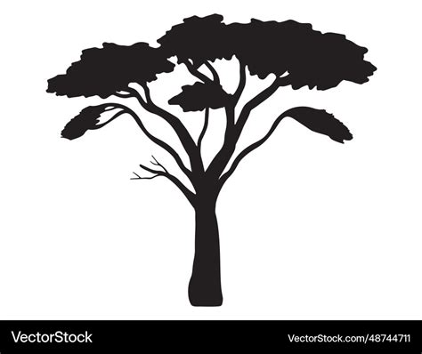 African Tree Silhouette Art Royalty Free Vector Image