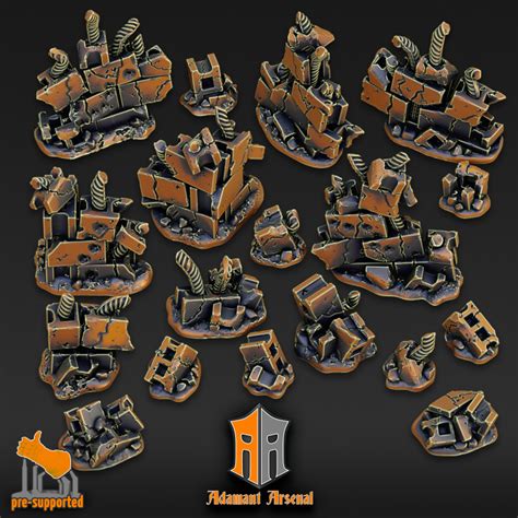 3d Printable Basing Bits Wartorn City Ruins By Adamant Arsenal