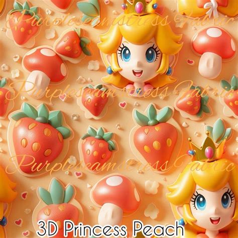 3D Princess Peach Purpleseamstress Fabric