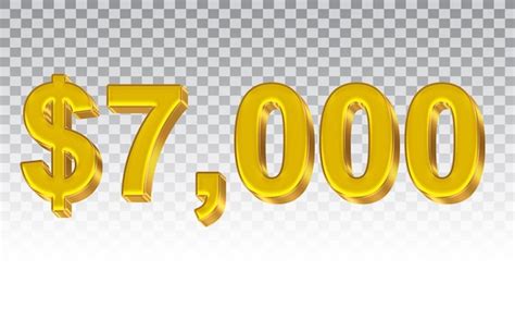 Oro número 7000 sobre un fondo transparente | Archivo PSD Premium