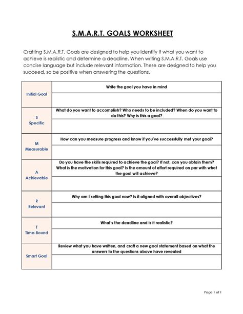 26 Free Goal Setting Templates Word Excel Printable