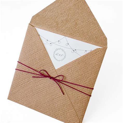 Envelope De Convite De Casamento Papel Kraft Fechamento Cord O