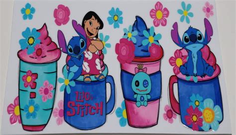 16oz UV DTF Transfer Lilo Stitch Cups Ink Merch