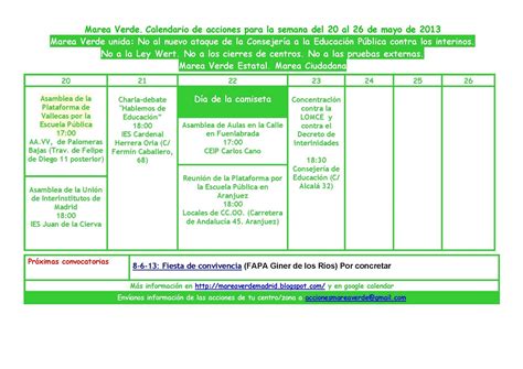 Mareaverde Calendario De Acciones De La Marea Verde Madrid Para La La