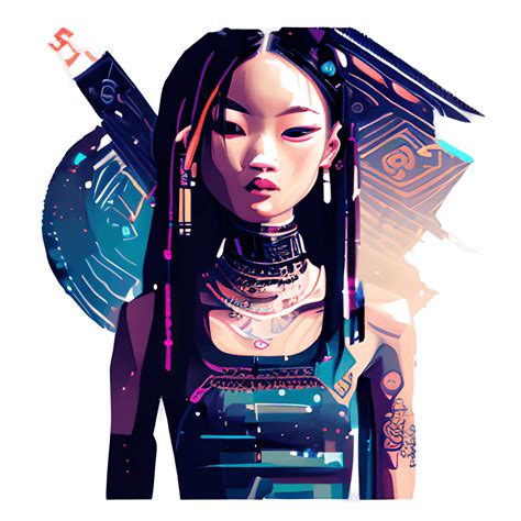 Cyberpunk Asian Girl Graphic · Creative Fabrica