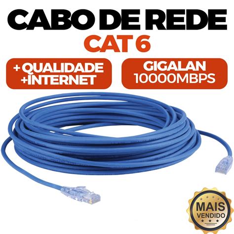 Cabo De Rede Internet Cat Montado Ethernet Azul Rj Patch Cord Pc