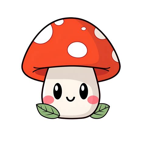 Cute Cartoon Kawaii Mushroom Sticker Clipart Ai Generated Png