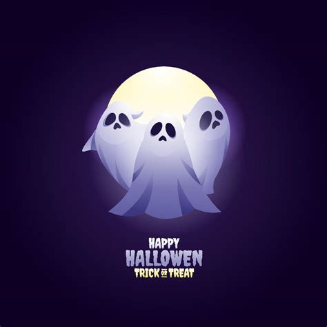 Happy hallowen banner vector, spooky hallowen background template with ghosts illustration for ...