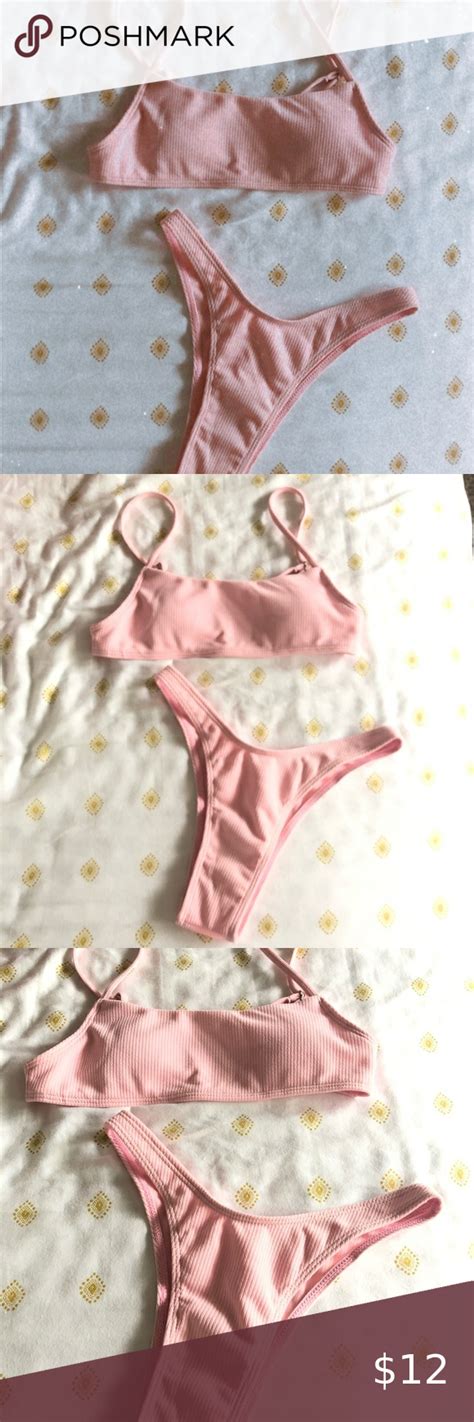 Romwe Light Pink Bathing Suit Jumpsuit Chic Pink Bathing Suits Black And White Bikini