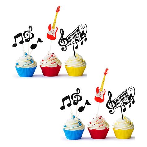 Buy Dusenly 10pcs Music Notes Cupcake Toppers Guitar Cake Toppers