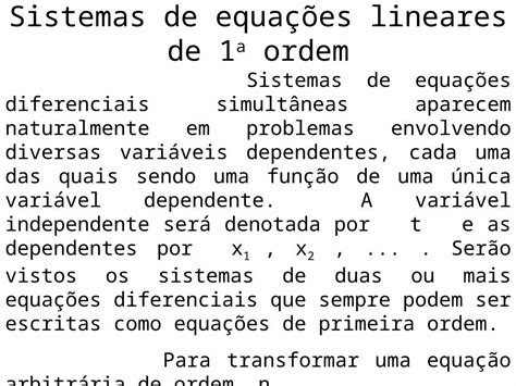 Ppt Sistemas De Equações Lineares De 1 A Ordem Dokumen Tips