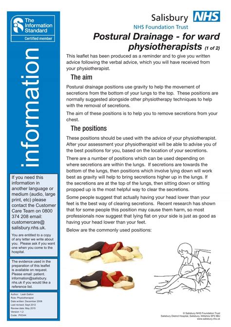 Postural Drainage Icid Salisbury Nhs Foundation Trust