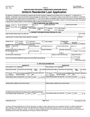 APPLICATION FOR RURAL ASSISTANCE NONFARM TRACT Uniform Forms Sc