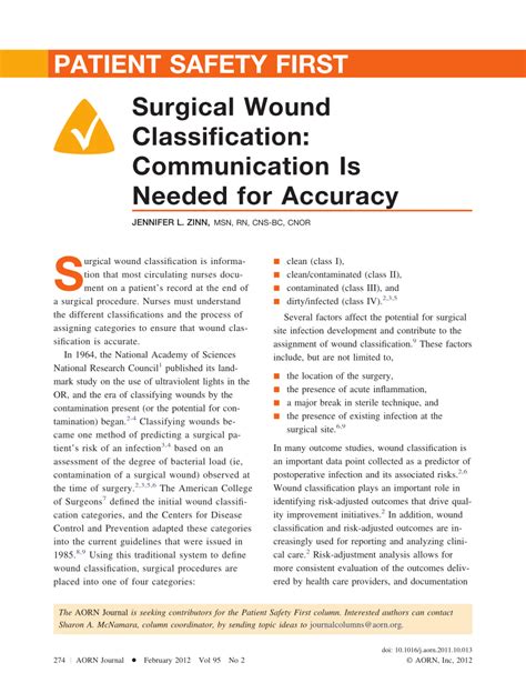 Surgical Wound Classification Chart Aorn Ponasa