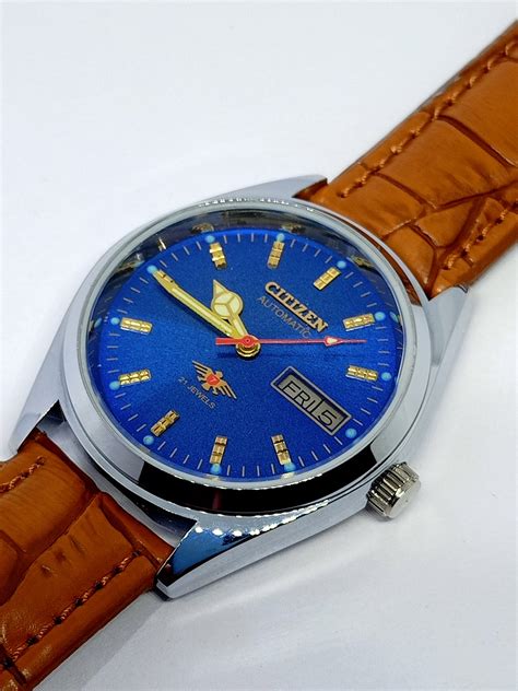 Rare Vintage Citizen Automatic Men S Wrist Watch Original Movement Blue Dial Beautiful Etsy Uk