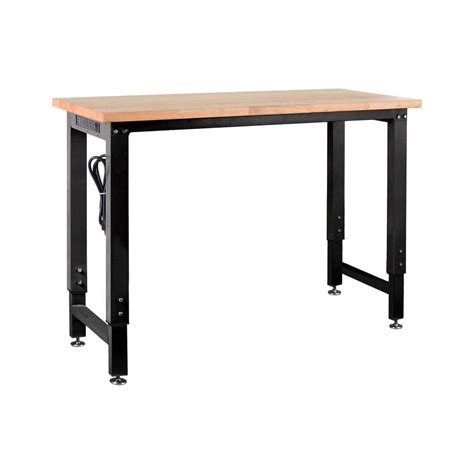 Frontier 48 In Adjustable Height Wood Top Workbench Table In Black Ct