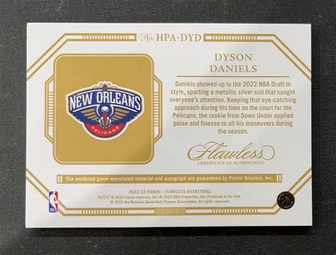 Panini Flawless Dyson Daniels Rc Patch