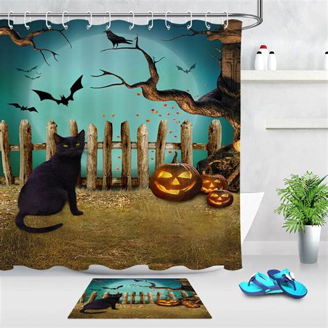 Spooky Black Cat Halloween Shower Curtain Transform Your Bathroom