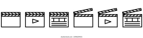 Set Film Klappe Icons Vector Illustration Stock Vector Royalty Free