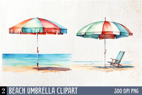 Watercolor Beach Umbrella Clipart Graphic By CraftArt Creative Fabrica