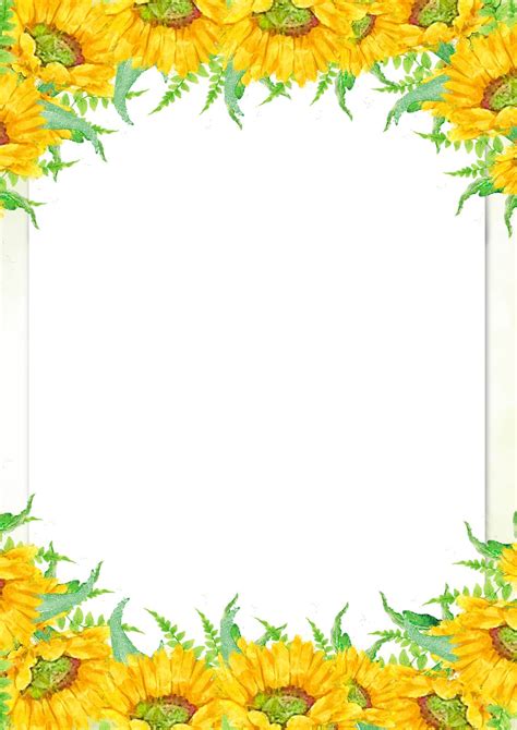 Newly Picked Sunflower Edging Page Border Background Word Template And