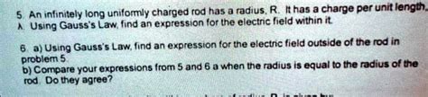 Solved An Infinitely Long Unifommly Charged Rod Has A Radius R Itthas