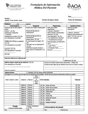 Fillable Online Formulario De Informaci N M Dica Del Paciente New