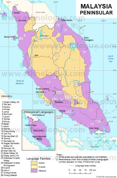 Language map of Peninsular Malaysia (from Ethnologue website) : r/malaysia