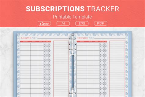 Subscriptions Tracker Printable Template Graphic By Jundi · Creative