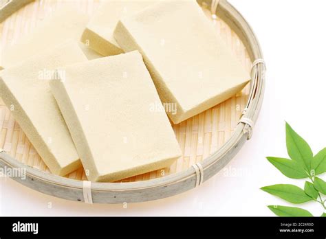 Japanese Food Kouya Tofu On White Background Stock Photo Alamy