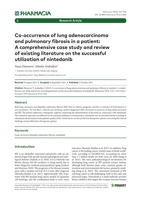 Pdf Co Occurrence Of Lung Adenocarcinoma And Pulmonary Fibrosis In A